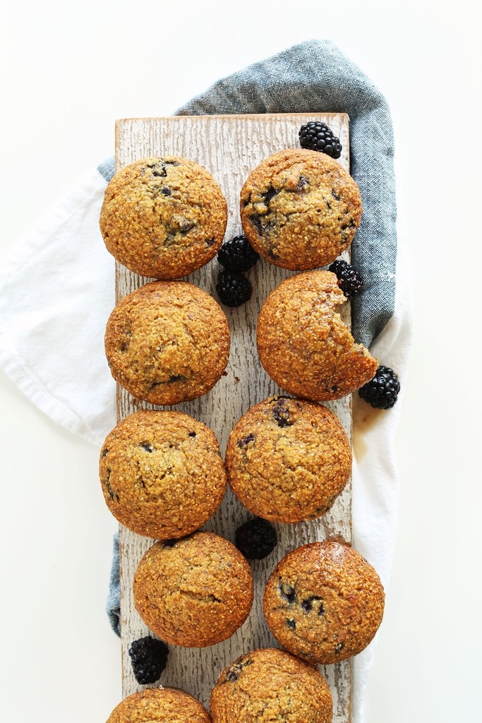 Fan favorite, 1-bowl BLACKBERRY CORNMEAL MUFFINS! 🌽🧁😋 These hearty, simple, tender VEGAN gems are perfectly sweet &amp; generously studded with fresh blackberries! Enjoy for breakfast, a snack, or as a side with savory dishes! Tap the link for the recipe: l8r.it/VbEf