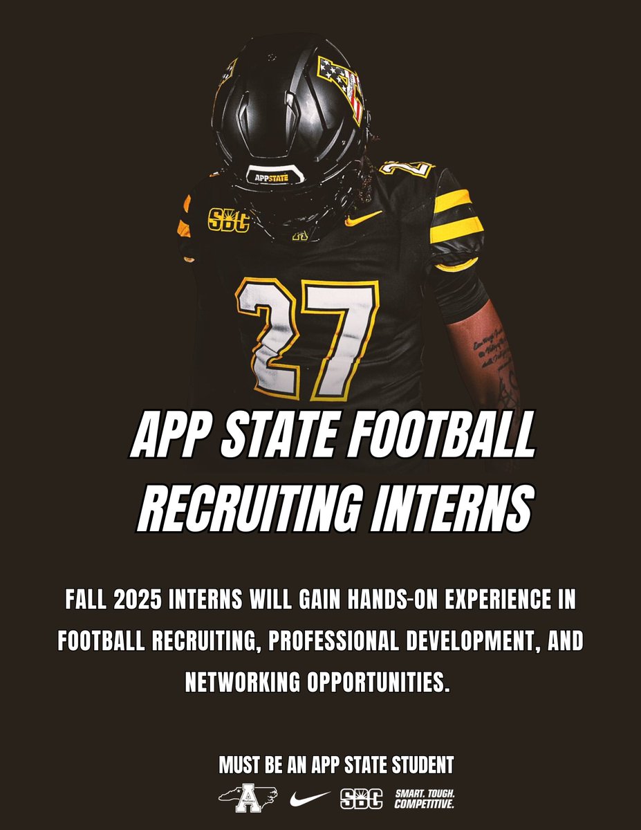 App State Football (@appstate_fb) on Twitter photo 𝐀𝐓𝐓𝐄𝐍𝐓𝐈𝐎𝐍 𝐀𝐏𝐏 𝐒𝐓𝐀𝐓𝐄 𝐒𝐓𝐔𝐃𝐄𝐍𝐓𝐒:
App State Football is looking for recruiting interns! 
𝐀𝐏𝐏𝐋𝐘: goapp.st/RecruitIntern
𝐃𝐄𝐀𝐃𝐋𝐈𝐍𝐄: August 15 𝐀𝐓𝐓𝐄𝐍𝐓𝐈𝐎𝐍 𝐀𝐏𝐏 𝐒𝐓𝐀𝐓𝐄 𝐒𝐓𝐔𝐃𝐄𝐍𝐓𝐒:
App State Football is looking for recruiting interns! 
𝐀𝐏𝐏𝐋𝐘: goapp.st/RecruitIntern
𝐃𝐄𝐀𝐃𝐋𝐈𝐍𝐄: August 15