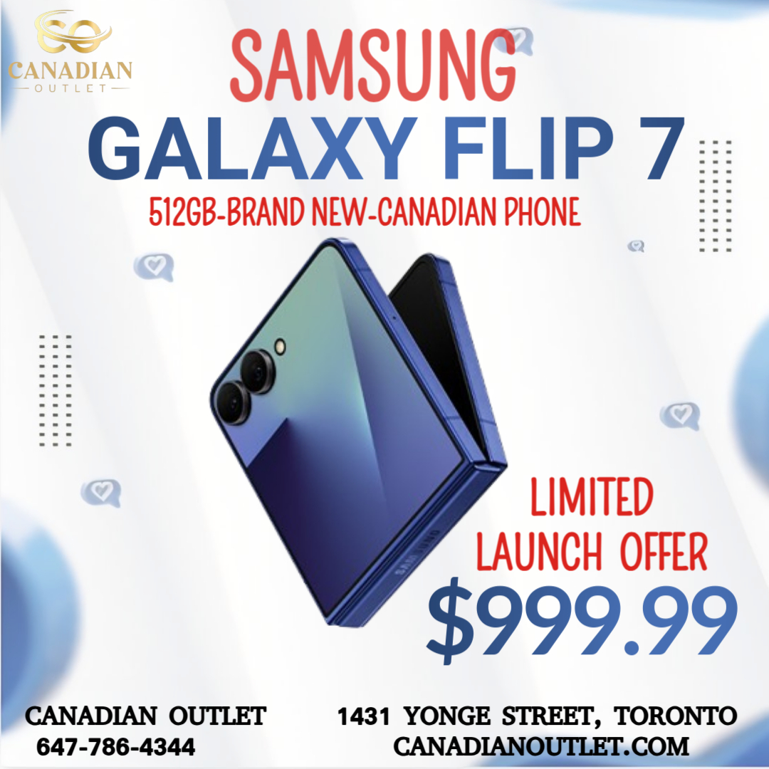 canadianOutlet's tweet image. ✨ Samsung Galaxy Z Flip 7 – 512GB of Style &amp;amp; Power! 🇨🇦
Unfold the future with this sleek, compact beauty.
Brand New | Canadian Model | Unlocked 🔓📱
#GalaxyFlip7 #SamsungFlip #CanadianModel #BrandNewPhone #FlipToFlex #512GBStorage #NextGenSmartphone #TechDrop #UnfoldTheFuture