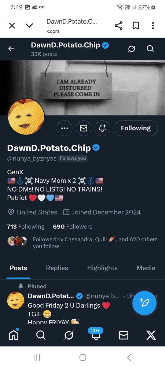 KJW (@hawkesbay69) on Twitter photo Can we please get this patriot some fantastic new friends, make it your business to follow <a href="/nunya_byznyss/">DawnD.Potato.Chip</a> please follow, repost πͺ π«Ά π π₯ πΊπΈ Can we please get this patriot some fantastic new friends, make it your business to follow <a href="/nunya_byznyss/">DawnD.Potato.Chip</a> please follow, repost πͺ π«Ά π π₯ πΊπΈ