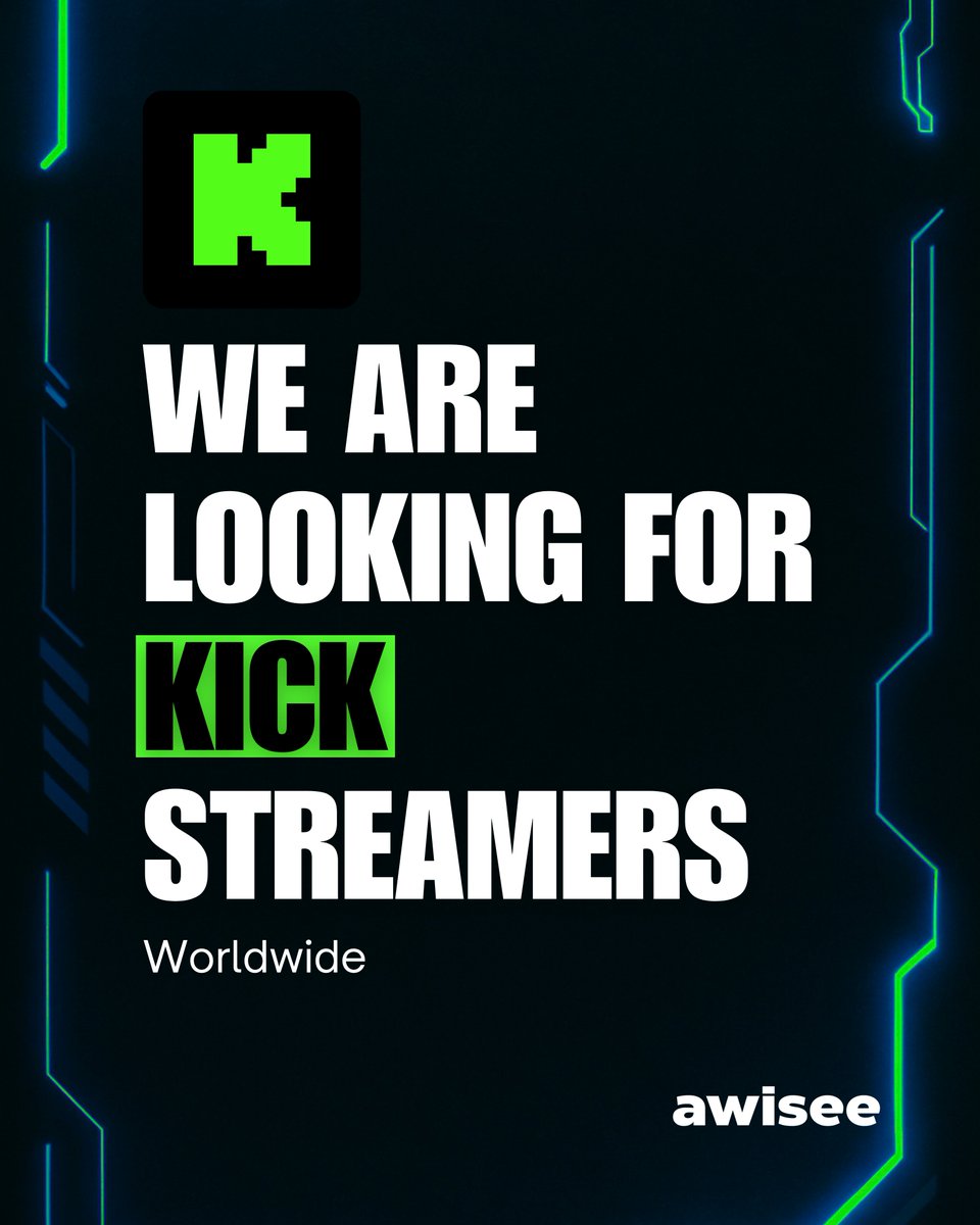 awisee_'s tweet photo. Calling all @kick streamers worldwide! 🎮

DM us or email influencers@awisee.com 📩

#KickStreaming #Awisee https://t.co/5bxCSuowqD