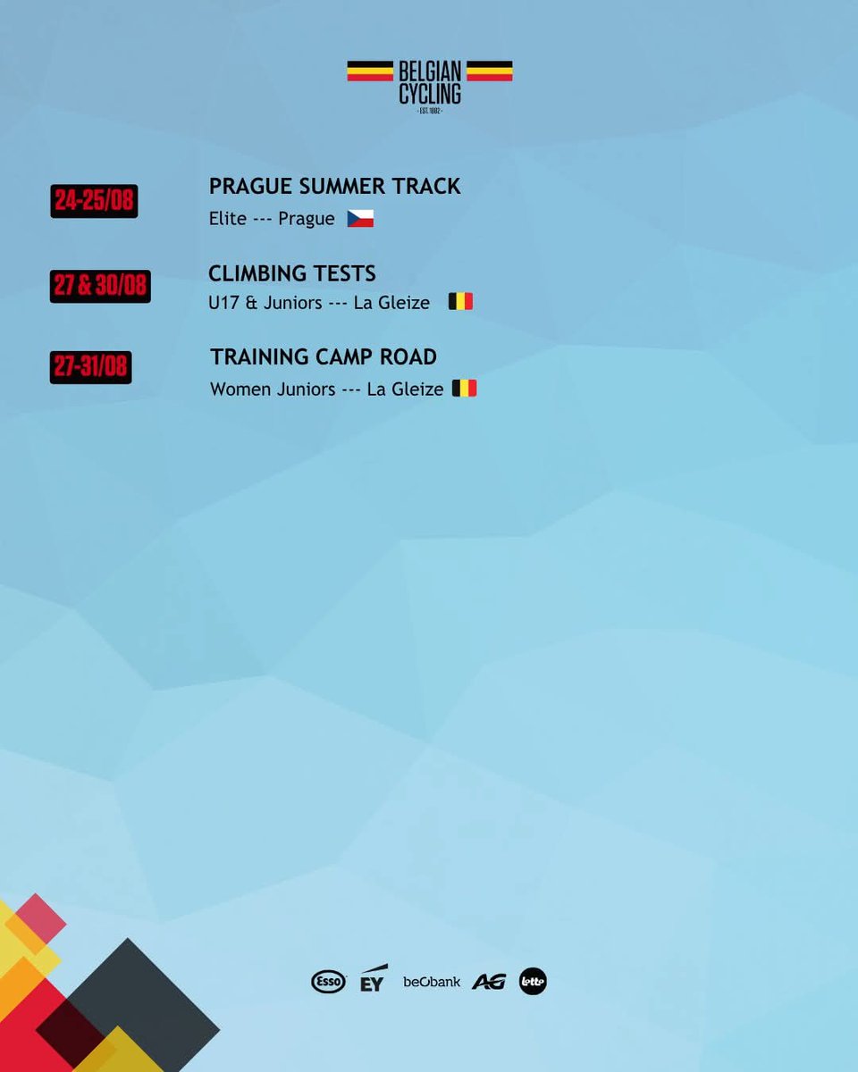 Ready for a full-on month of cycling?
The Belgian Cycling Team calendar for August is here! 🔥
From Juniors to Elites, this is were cycling comes alive 🇧🇪

#Copenhagen2025 #Apeldoorn2025 #TDAV #TourdelAvenir