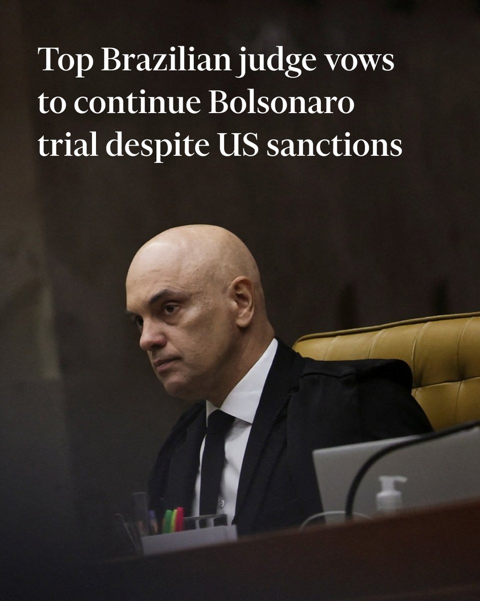 Alexandre de Moraes said Brazil’s supreme court would not 'bend to cowardly and fruitless threats' and would carry out its constitutional mission. on.ft.com/4feIBig