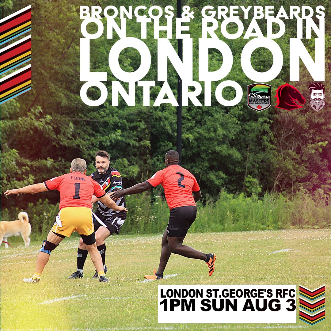 This Sunday, members of the Greybeards are joining the Brantford Broncos for a game at London RFC!
We'll also be joined by players from London. If you're in the area, come out and see what Masters Rugby League is all about!