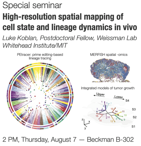 Luke Koblan (@lukekoblan) on Twitter photo I'll be out at Stanford this coming Thursday hosted by my friend and collaborator <a href="/weallen1/">William Allen</a> where I'll be presenting a seminar on our recent PEtracer work (science.org/doi/10.1126/sc…) Feel free to swing by-- info attached! I'll be out at Stanford this coming Thursday hosted by my friend and collaborator <a href="/weallen1/">William Allen</a> where I'll be presenting a seminar on our recent PEtracer work (science.org/doi/10.1126/sc…) Feel free to swing by-- info attached!