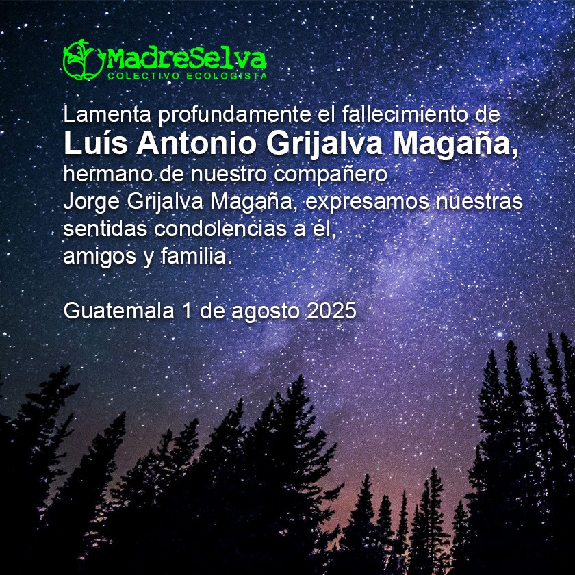 Expresamos nuestro profundo pesar por el fallecimiento de Luis Antonio Grijalva Magaña, hermano de nuestro amigo y compañero Jorge Grijalva a quien acompañamos, junto a su familia, en estos momentos difíciles.
 Capillas Señoriales zona 9