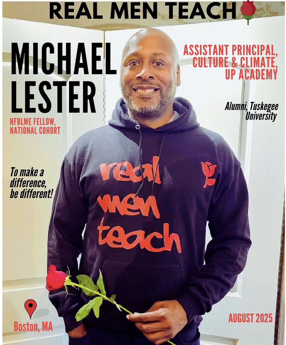 Real Men Teach (@realmenteach2) on Twitter photo Real Men Teach celebrates The National Fellowship for Black and Latino Male Educators! 🌹
Today we celebrate Michael Lester, Assistant Princpal fo Culture & Climate at <a href="/UP_Unlock/">UP Education Network</a> and NFBLME Fellow.
Go to realmenteach.com/fellowships to learn how you can become a NFBLME fellow. Real Men Teach celebrates The National Fellowship for Black and Latino Male Educators! 🌹
Today we celebrate Michael Lester, Assistant Princpal fo Culture & Climate at <a href="/UP_Unlock/">UP Education Network</a> and NFBLME Fellow.
Go to realmenteach.com/fellowships to learn how you can become a NFBLME fellow.