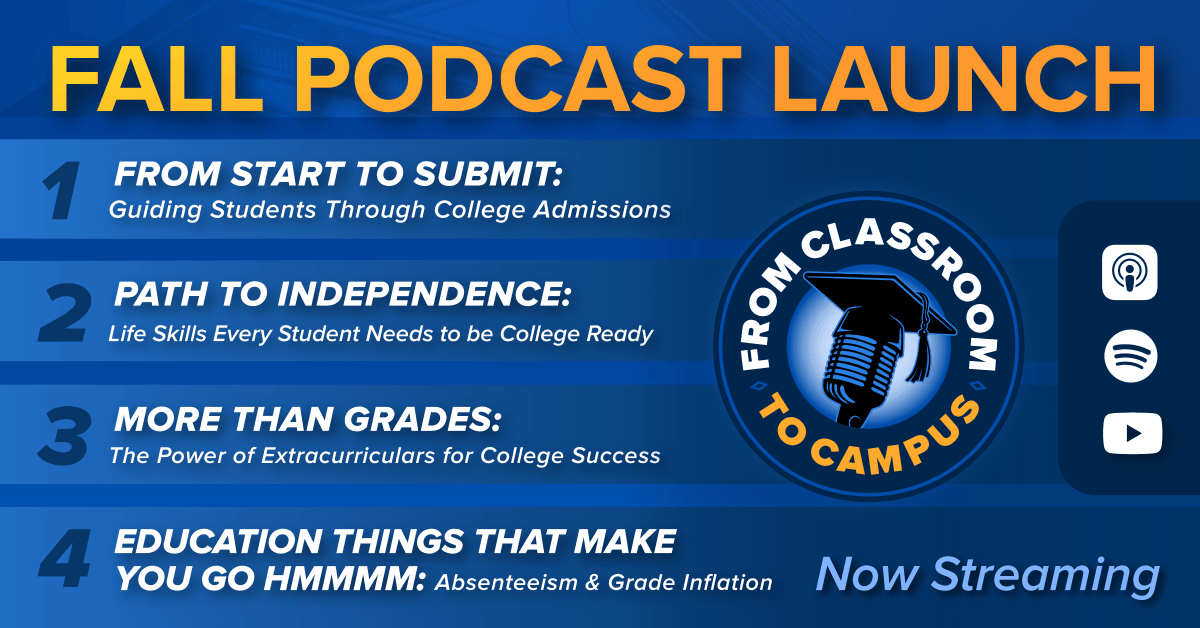 The first 4 episodes of our new podcast, “From Classroom to Campus,” have dropped. Take some time now and over the weekend to watch/listen to this passion project, hosted by College Readiness Director Philip Bates.

🎙️Click the link in bio to watch/listen now!

#EducationPodcast