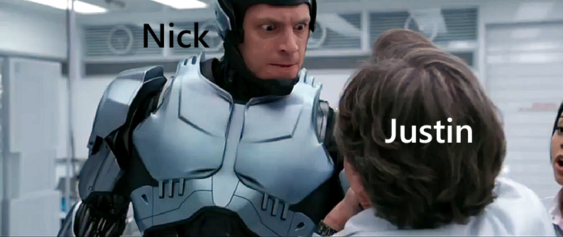 PodMicroscope's tweet photo. Oh, we're back (#jwick) in THE BEST way... It's #robocop (remake) day on #moviemicroscope! Join Nick &amp; Justin as they celebrate the month of #augmentust with this stilted yet flashy redo. #joelkinnaman #garyoldman #michaelkeaton #hooterspromise #edibletape #peanutbutter #skinrobe https://t.co/X8t75Diltv