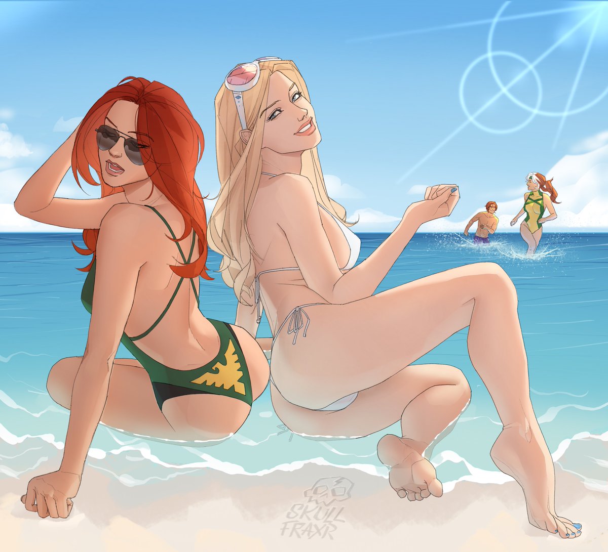 Jean Grey and Emma Frost chillin at the beach 🏝️☀️ #MarvelRivals #marvel #xmen #JeanGrey #pheonix #EmmaFrost #comics #fanart