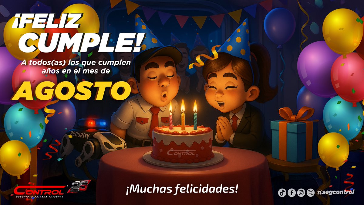 segcontrol's tweet image. 🎉 ¡Agosto llegó con muchas razones para celebrar!

🥳 ¡Gracias por ser parte de esta gran familia!
Que este nuevo ciclo esté lleno de salud, éxitos y muchas bendiciones.

¡Feliz cumpleaños, equipo! 🎈
🎊 ¡Vamos con todo este mes, celebrando a lo grande!

#CumpleañosControl