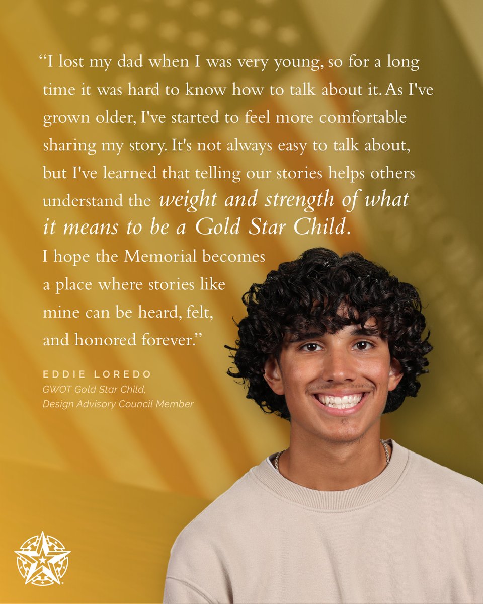 On #GoldStarChildrensDay, we honor the strength &amp; resilience of the estimated 20,000 children shaped by the loss of a parent. Eddie Loredo lost his father, <a href="/USArmy/">U.S. Army</a> SSG Edwardo Loredo, in the GWOT. Through stories, Eddie has come to understand the legacy his dad left behind.