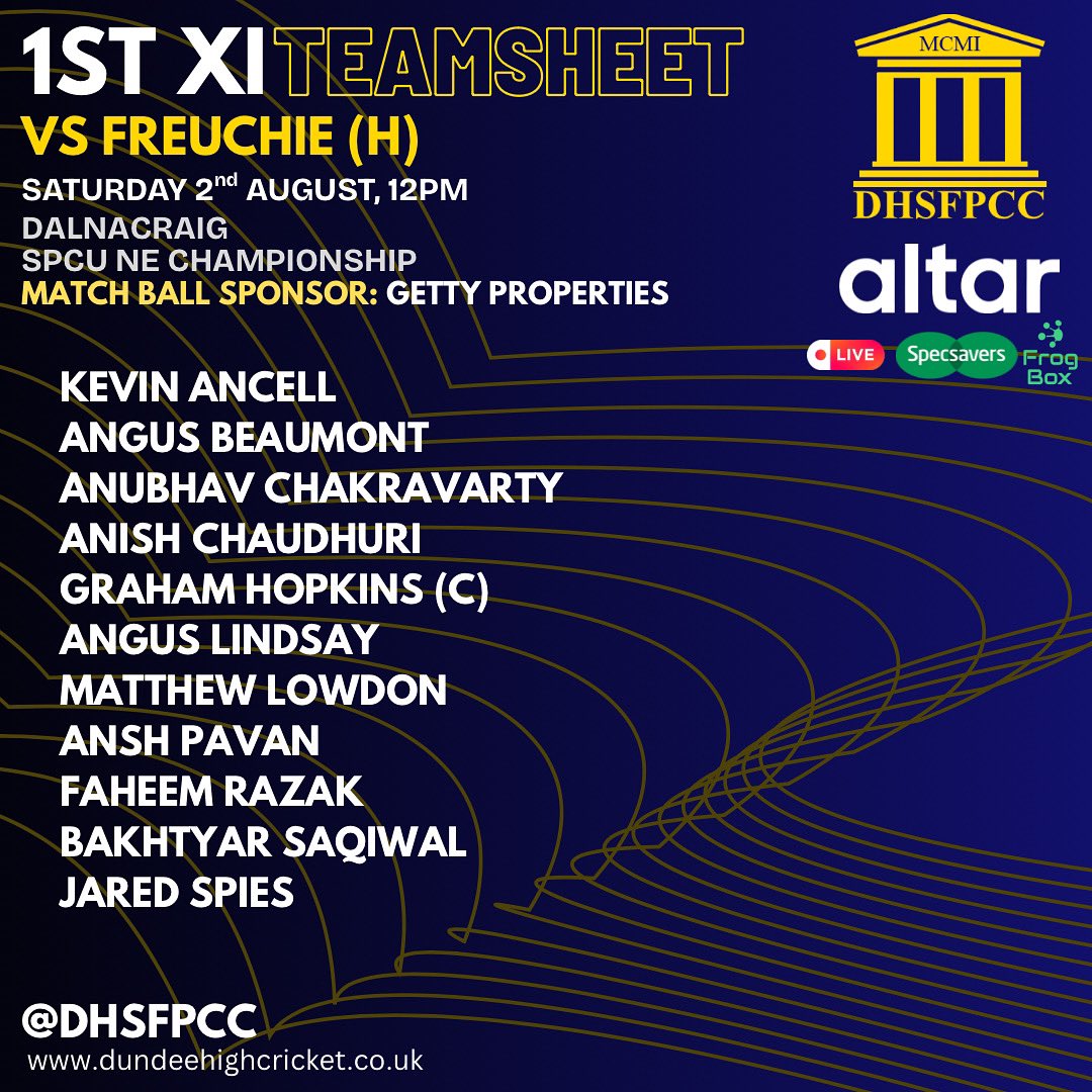 1️⃣ Tomorrow’s 1st XI to take on Freuchie at Dalnacraig in the NE Championship. Into the business end of the season now and the 1s will be looking to pick up an important victory.

No game for the 2s tomorrow

1st XI game live on Specsavers 🐸📦: youtube.com/live/YGDGGiTpn…

#CODH