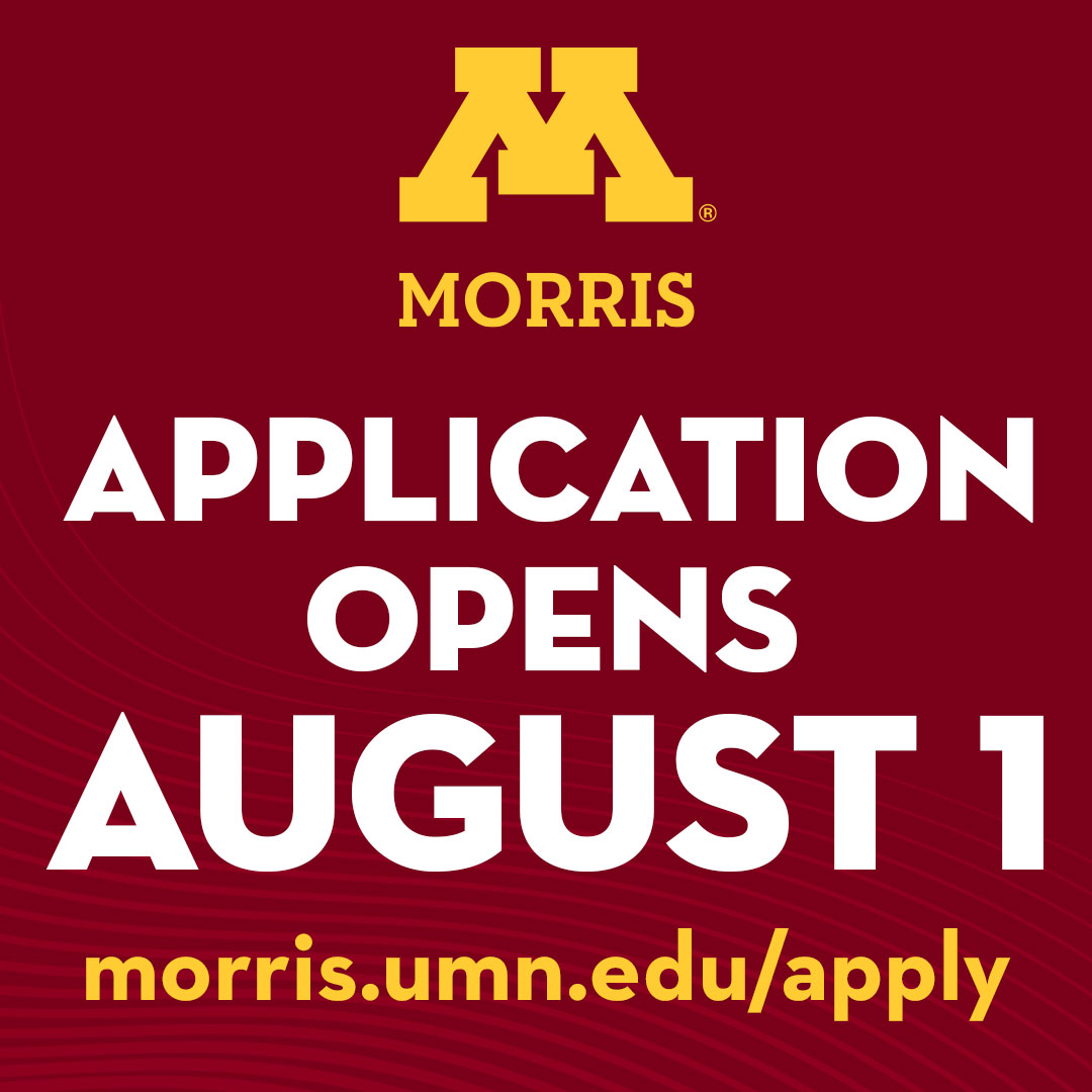 UMNMorris's tweet image. Starting today, prospective students can apply to the University of Minnesota Morris for Fall 2026 for free!  Use code Morris26
#WhyWait? #CollegeApplications #UMNMorris