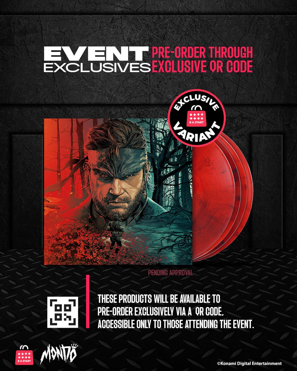 OKSGEAR's tweet image. 🚨 New EVENT EXCLUSIVE PRE-ORDER just joined the #OKSGEAR lineup:

@MondoNews  is dropping a METAL GEAR SOLID: DELTA vinyl — a 4XLP soundtrack with a bold red finish and original art by Grzegorz Domaradzki.

Pre-order it ONE DAY ONLY at the MGS Δ: SNAKE EATER pop-up, Lightbox NYC