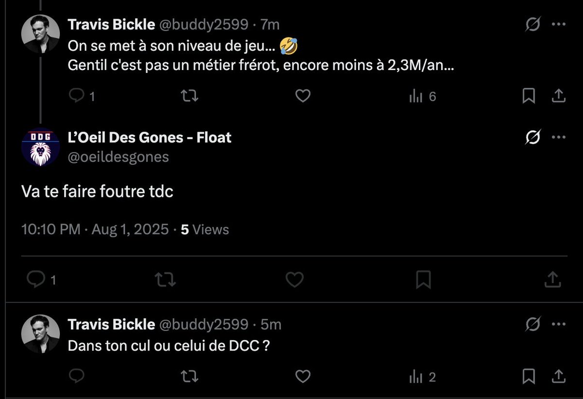 0 humour, 0 répartie, 0 argument, ça insulte puis ça bloque. 
T'étais pas marseillais dans une autre vie <a href="/oeildesgones/">L’Oeil Des Gones - Float</a> ?? 🤣