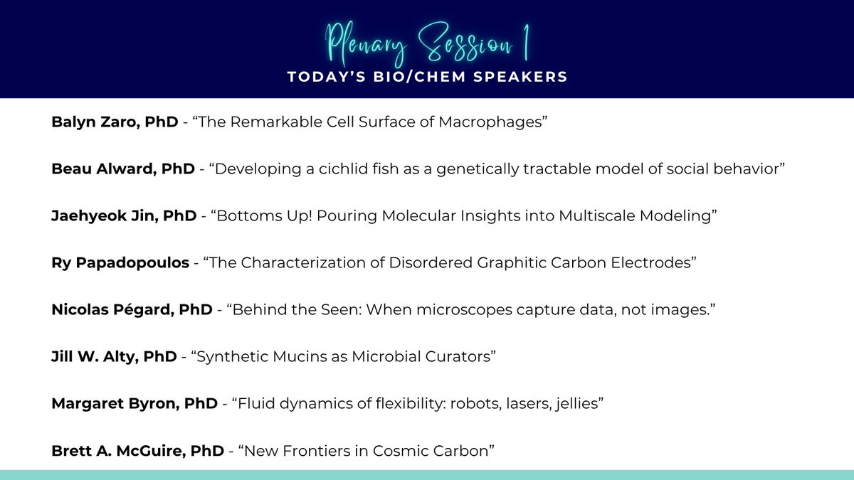 BeckmanFnd's tweet photo. Eight #BYI, #AOBPostdoc and #BSP awardees will present their research during Plenary Session I, starting now in Regency ABC.
#BeckmanSymposium #plenary #technicaltalks #presentation #research #agenda #conference #meeting #BeckmanScholars https://t.co/afKGOW5jWC