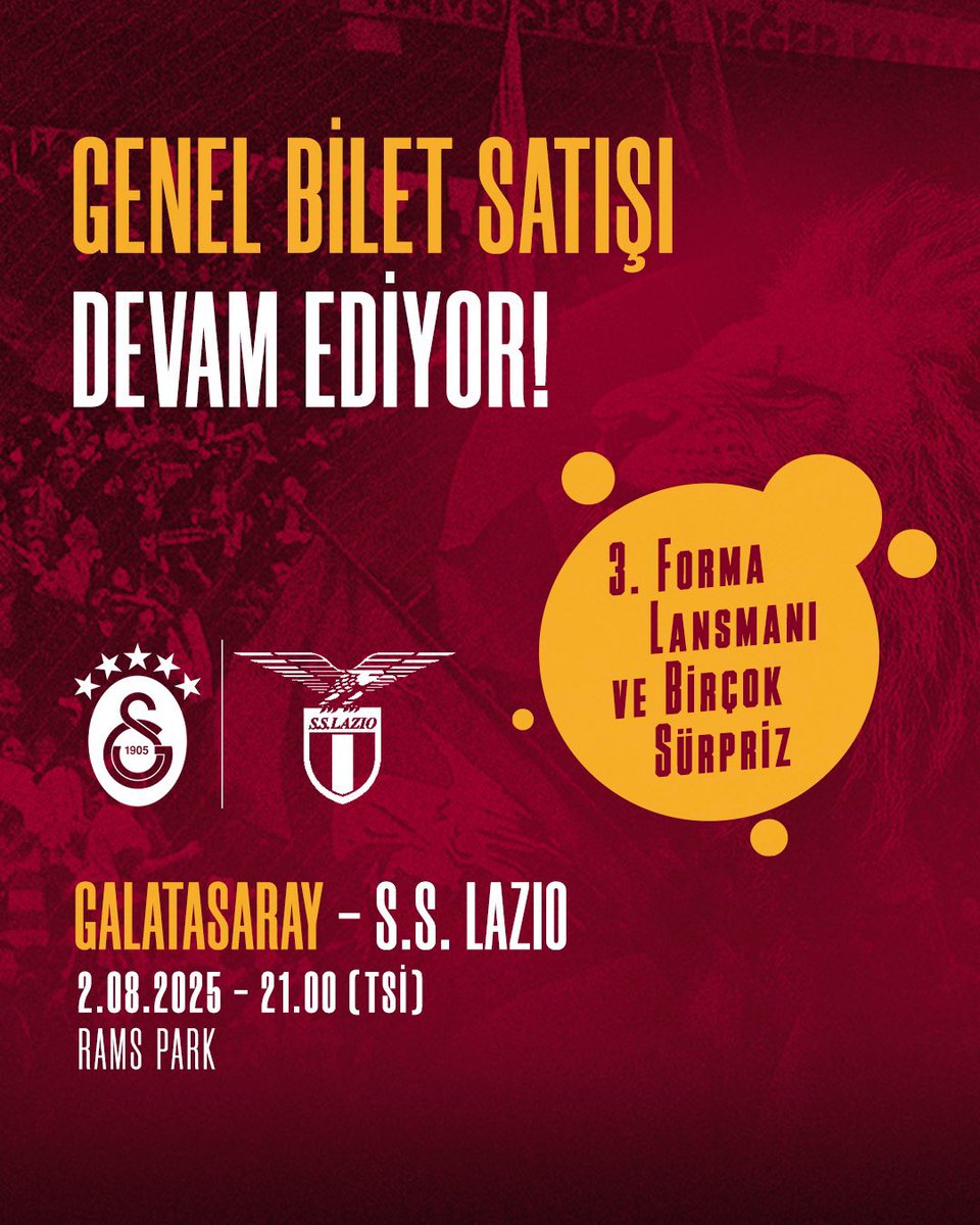 Galatasaray (@cimbomelitee) on Twitter photo BİLET ÇEKİLİŞİ İLE BAŞLIYORUZ🔥
Galatasaray Lazio maçına 5 adet bilet hediye edeceğiz. Lütfen sadece maça gitme imkanı olanlar katılsın.
Yapmanız gerekenler;
Beni <a href="/cimbomelitee/">Galatasaray</a> takip etmek.
Bu gönderiyi beğenip yoruma katıldım yazmak.
Kazananlara dm den ulaşılacak BİLET ÇEKİLİŞİ İLE BAŞLIYORUZ🔥
Galatasaray Lazio maçına 5 adet bilet hediye edeceğiz. Lütfen sadece maça gitme imkanı olanlar katılsın.
Yapmanız gerekenler;
Beni <a href="/cimbomelitee/">Galatasaray</a> takip etmek.
Bu gönderiyi beğenip yoruma katıldım yazmak.
Kazananlara dm den ulaşılacak
