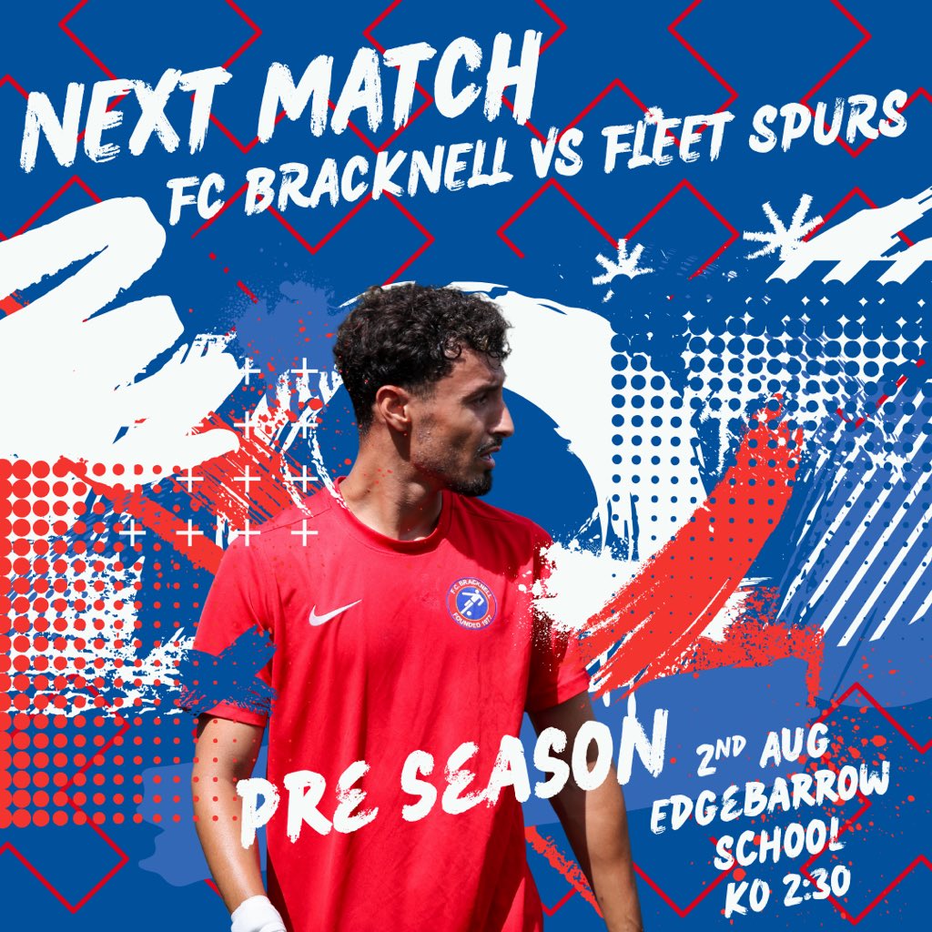 📅 2nd August
📍 Edgebarrow School
⏰ 2:30 PM Kick-Off
⚽ Preseason Clash
🔥 Fleet Spurs vs FC Bracknell

Another test, another chance to sharpen the squad. Preseason continues this Saturday, let’s go, Bracknell! 💪💙
#FCBracknell #Preseason #NonLeague #grassrootsfootball
