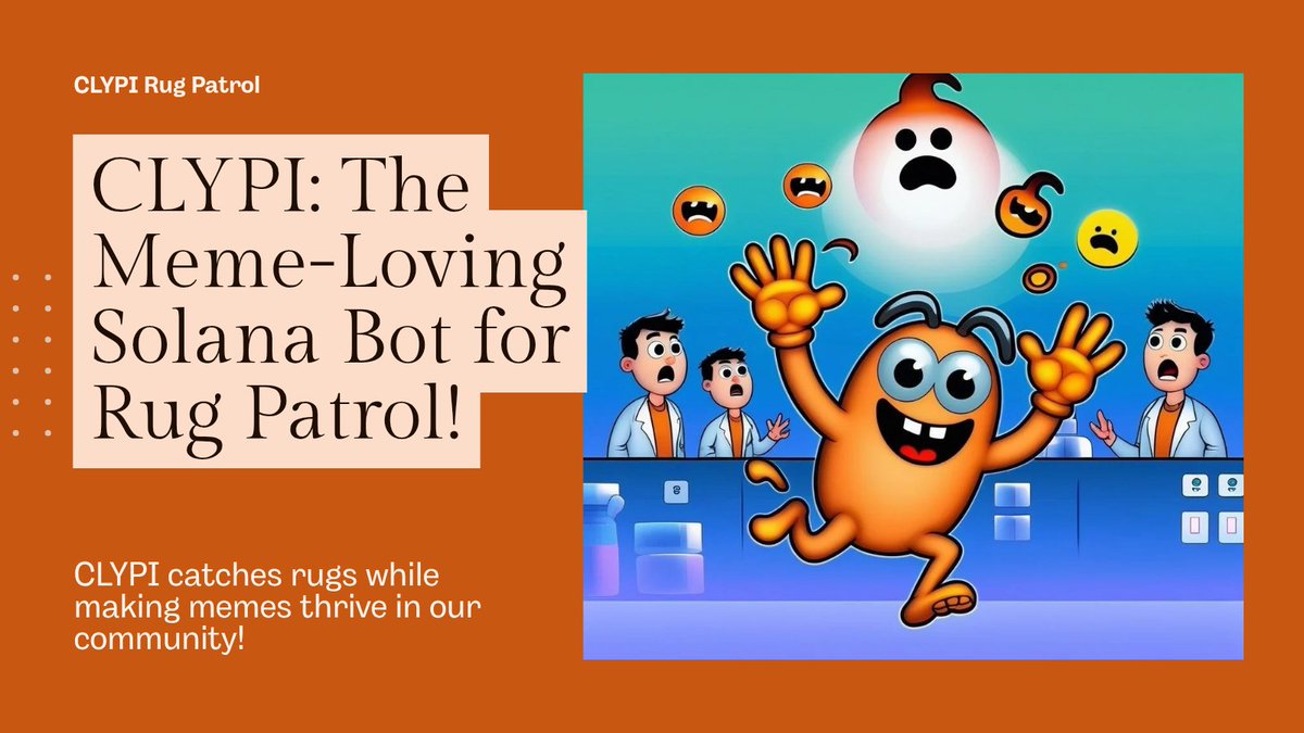 Bigjeeb57's tweet photo. Day 13:
🚨 CLYPI-Fun & Rug Patrol
The lab thought #CLYPI would just be a fast Solana rider…
Turns out, it’s got a side hustle: Rug Patrol.
Today’s Chaos Log:
-- CLYPI flagged 3 suspicious “projects” in just 5 seconds
-- Roasted a scam token by turning its logo into a meme 💀
-- Then casually went back to partying with the good ones
This isn’t security in a suit and tie.
This is vibe protection-memes, fun, and a little rug-sniffing on the side.
When CLYPI’s in the room, the rugs don’t stand a chance.
And the memes... They thrive.
Tomorrow, we go even deeper welcome to the #clypiverse.
👉 Follow @ClipticLabs & @CLYPICOIN
🔔 Turn on notifications
Because CLYPI doesn’t just ride… it patrols.