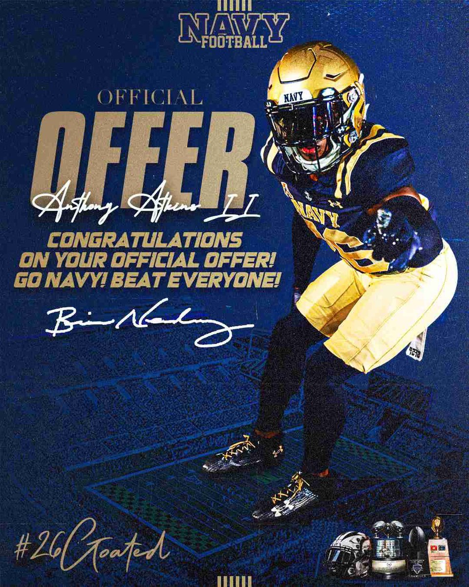 Anthony Atkins II (@313_lilant) on Twitter photo Blessed to receive my official offer from <a href="/NavyFB/">Navy Football</a>!
<a href="/Jay_Guillermo57/">Coach Jay Guillermo</a> <a href="/JMacDonald_Navy/">Jason MacDonald</a> <a href="/GreenRB21/">R.B. Green</a> <a href="/_CoachNew/">🇺🇸 Brian Newberry ⚓️</a> Blessed to receive my official offer from <a href="/NavyFB/">Navy Football</a>!
<a href="/Jay_Guillermo57/">Coach Jay Guillermo</a> <a href="/JMacDonald_Navy/">Jason MacDonald</a> <a href="/GreenRB21/">R.B. Green</a> <a href="/_CoachNew/">🇺🇸 Brian Newberry ⚓️</a>