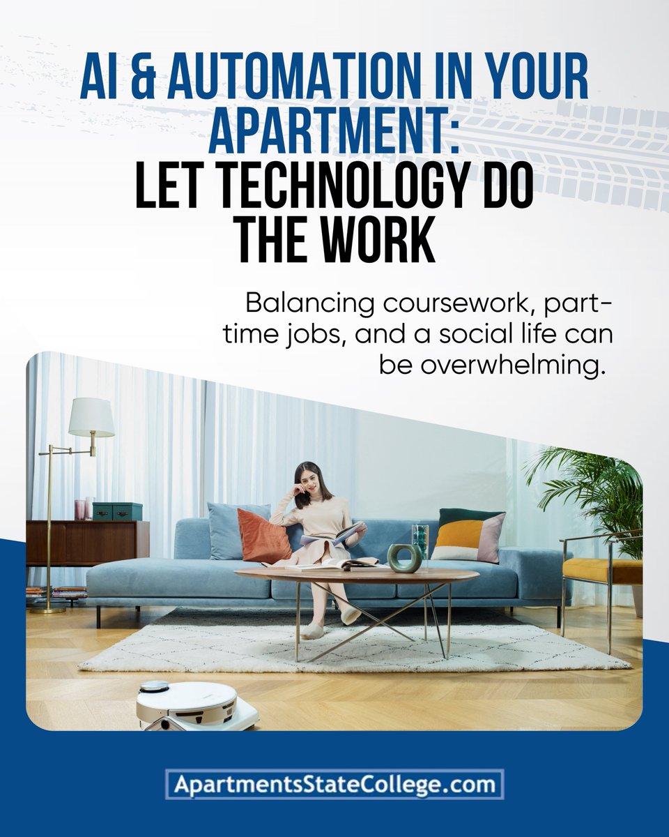 apartmentsstate's tweet image. Balancing coursework, part-time jobs, and a social life can be overwhelming. Enter AI-driven home automation, which can handle some of life’s annoying tasks.

What AI Can Do for You:

.
.
.
.
#aihomeautomation #smartliving #studentlifehacks #aiassistant #techforstudents