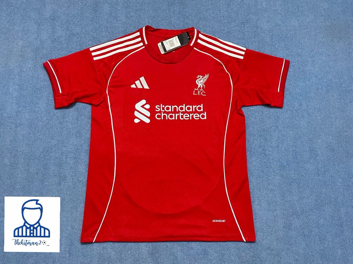 Thekitman20__'s tweet photo. Brand new 25/26 Liverpool Home shirt is now available to order! 

Available in Adults and Kids sizes 

Gold patches and customisation available 

Message us to order! https://t.co/Qr1ypNCnqL