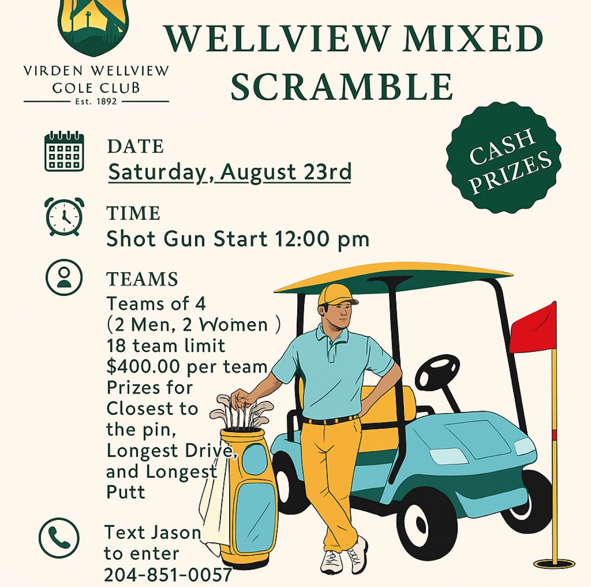 The Wellview Mixed Scramble is back! Supper included! Enter your team today!