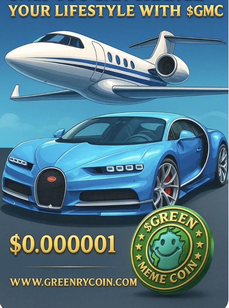 GREENRYCOIN's tweet photo. ๐ Drive the dream. Fly in style. ๐
YOU can change your lifestyle with $GMC โthe worldโs first environmental meme coin blending DiFi,Utility, and Vision.
๐ฐ: $0.000001
๐ https://t.co/TqzhNjOkrV
#GMC #GreenryCoin #MemeCoinWithUtility #BugattiDreams #PrivateJetLife #InvestSmart https://t.co/bj595nV5zx