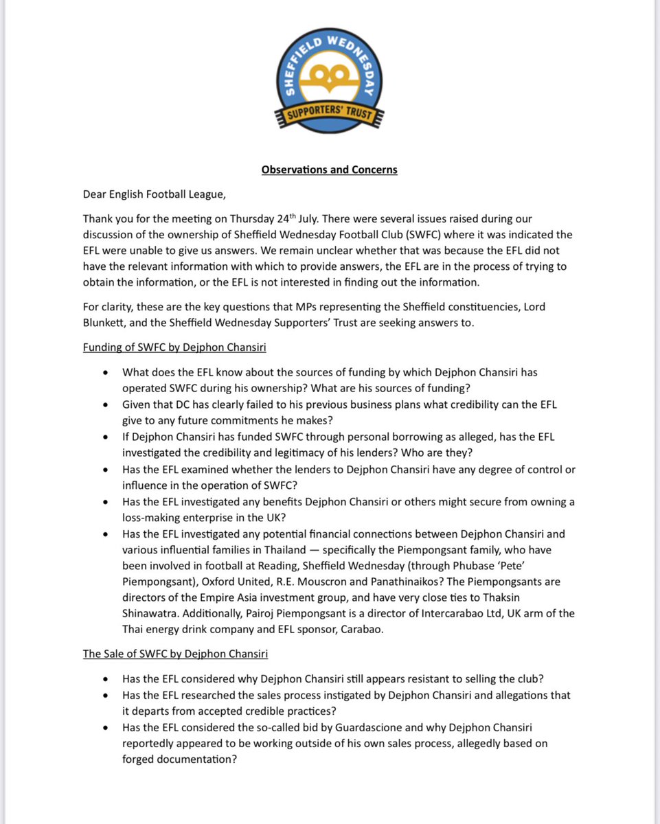 Sheffield Wednesday Supporters' Trust tweet media