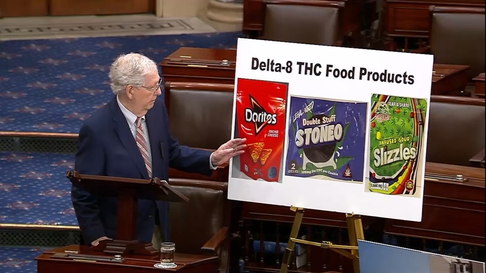 Robert Steurer (@robertsteurer) on Twitter photo .<a href="/courierjournal/">Courier Journal</a>: McConnell spoke to his colleagues in front of a placard with images of hemp product packaging that mimics products such as Doritos and Oreos. The senator argued those "appealing snack and candy-like products ... in familiar packaging" put children in danger... .<a href="/courierjournal/">Courier Journal</a>: McConnell spoke to his colleagues in front of a placard with images of hemp product packaging that mimics products such as Doritos and Oreos. The senator argued those "appealing snack and candy-like products ... in familiar packaging" put children in danger...