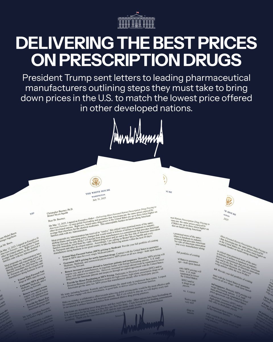 President Trump is fighting to get Americans the LOWEST prescription drug prices in the WORLD! 💊🇺🇸

"Moving forward, the only thing I will accept from drug manufacturers is a commitment that provides American families immediate relief from the vastly inflated drug prices."