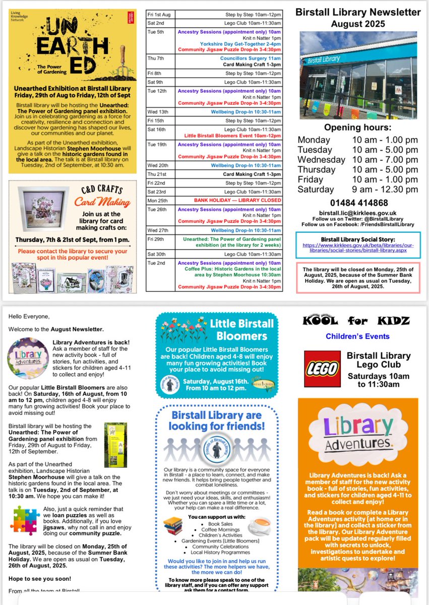Lots happening at Birstall Library <a href="/KirkleesLibrary/">Kirklees Libraries</a> over the summer, including Little Birstall Bloomers &amp; Library Adventures. #SummerFun #LocalLibrary #Birstall