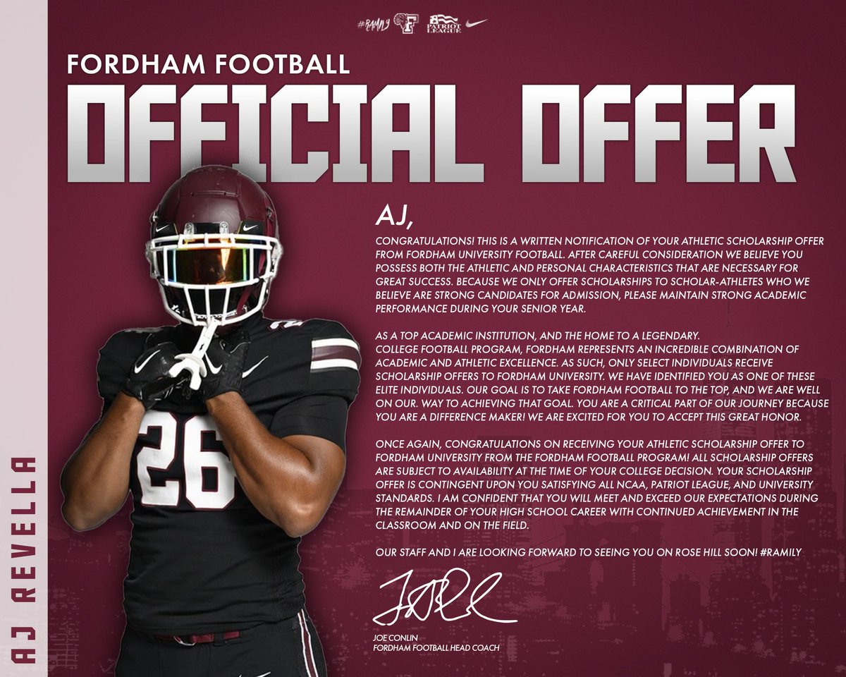 AJ Revella (@aj_revella) on Twitter photo Official Offer! π#Ramily
<a href="/FORDHAMFOOTBALL/">Fordham Football</a>
<a href="/Coach_Conlin/">Joe Conlin</a>
<a href="/ArtAsselta/">Artie Asselta</a>
<a href="/coachgant14/">Allen Gant Sr.</a>
<a href="/Ryangreenhagen1/">Ryan Greenhagen</a>
<a href="/SJRCoachAug/">Augie Hoffmann</a>
<a href="/MylesOlufemi/">O_Dayo</a>
<a href="/EvanStewart_6/">Evan Stewart</a>
<a href="/SJRFB/">SJR Football</a> Official Offer! π#Ramily
<a href="/FORDHAMFOOTBALL/">Fordham Football</a>
<a href="/Coach_Conlin/">Joe Conlin</a>
<a href="/ArtAsselta/">Artie Asselta</a>
<a href="/coachgant14/">Allen Gant Sr.</a>
<a href="/Ryangreenhagen1/">Ryan Greenhagen</a>
<a href="/SJRCoachAug/">Augie Hoffmann</a>
<a href="/MylesOlufemi/">O_Dayo</a>
<a href="/EvanStewart_6/">Evan Stewart</a>
<a href="/SJRFB/">SJR Football</a>