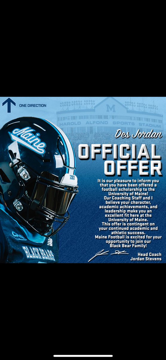 Blessed to receive my official offer from <a href="/BlackBearsFB/">Maine Football</a> ! <a href="/CoachStevensFB/">Jordan Stevens</a> <a href="/_CoachJHairston/">Jalen Hairston</a>