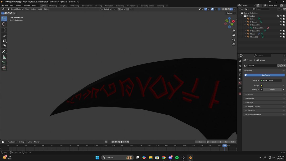 ixvulk's tweet photo. Scythe finished, Animation very soon. 

Less than 750 faces, very optimized for Roblox use. 
OPEN COMMISSION (Studio VFX As Well)
Discord: https://t.co/g8yDdTOoAD
Likes and RT's are greatly appreciated ❤️

#RBXDev #Animation #Roblox #developers #Anime #Skill #Modeling #robloxstudio #MoonAnimator #VFX #Blender