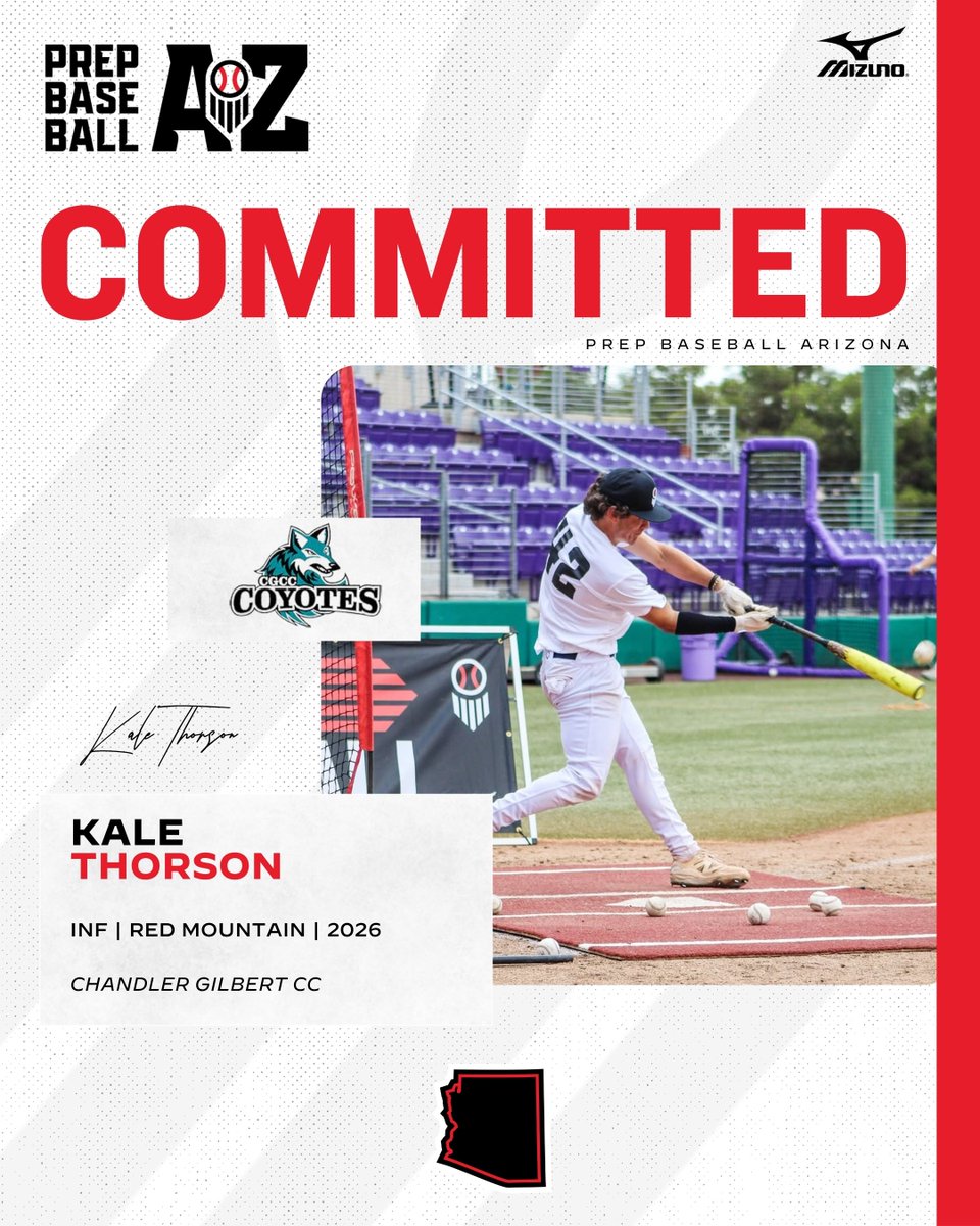 Prep Baseball Arizona (@prepbaseballaz) on Twitter photo π¨ππππππππππ ππππππ¨
'26 INF Kale Thorson (<a href="/KaleThorson6/">Kale Thorson</a>) out of <a href="/RMHSBaseball/">Red Mtn. Baseballβ’</a> has announced his commitment to Chandler Gilbert CC!
Kale was a TPG's standout and stayed π₯ with <a href="/HitDogsAZ/">Hit Dogs Baseball Club</a>. #BeSeen
Profile β‘οΈ: loom.ly/1GKYl1Y
Commitment Board β‘οΈ: π¨ππππππππππ ππππππ¨
'26 INF Kale Thorson (<a href="/KaleThorson6/">Kale Thorson</a>) out of <a href="/RMHSBaseball/">Red Mtn. Baseballβ’</a> has announced his commitment to Chandler Gilbert CC!
Kale was a TPG's standout and stayed π₯ with <a href="/HitDogsAZ/">Hit Dogs Baseball Club</a>. #BeSeen
Profile β‘οΈ: loom.ly/1GKYl1Y
Commitment Board β‘οΈ: