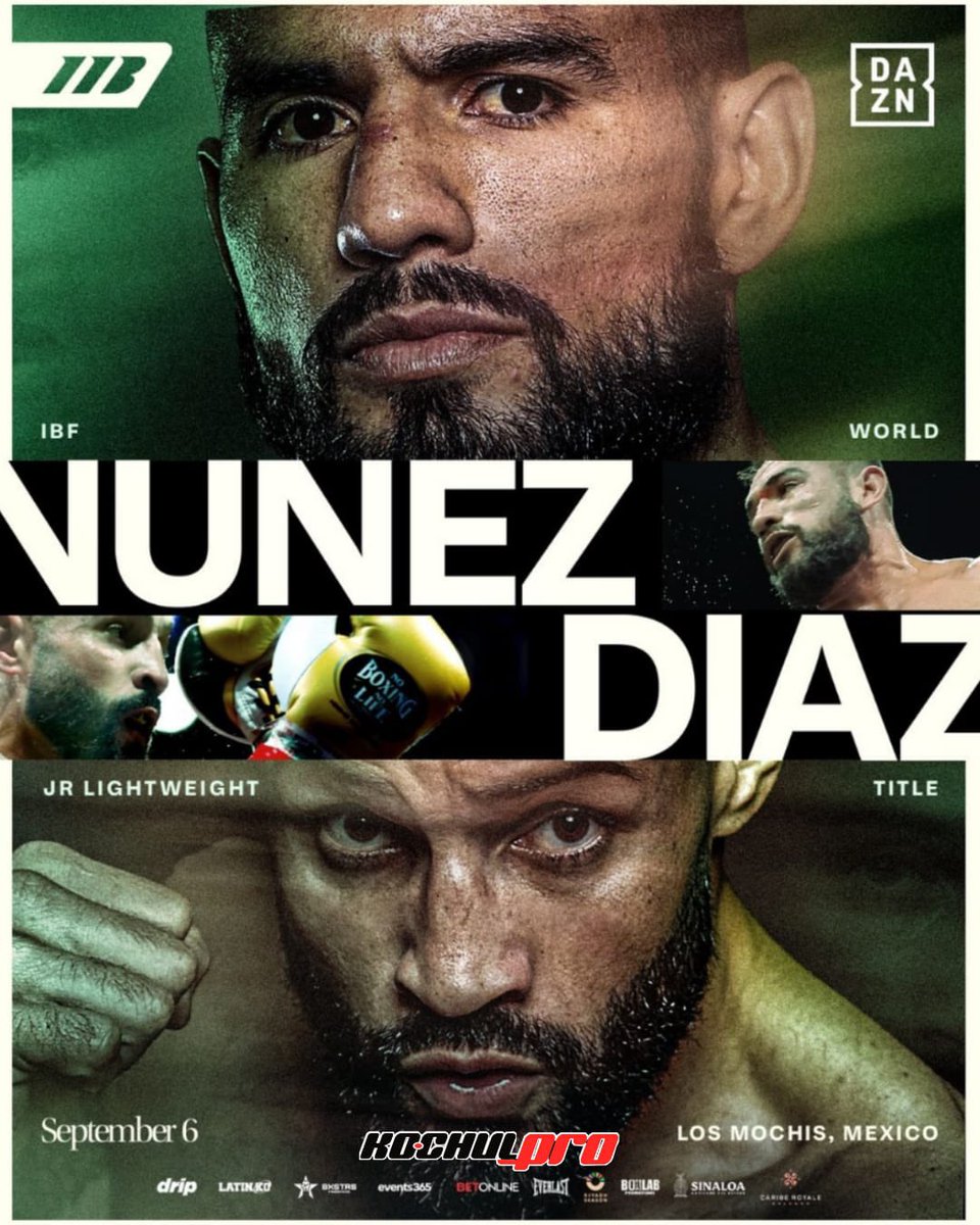 KochulMontielP's tweet image. El rey está en casa! 👑🔥
El artista del KO @sugarnunez regresa a casa para la primera defensa de su título mundial IBF del peso superpluma.

Este 6 de septiembre en Los Mochis, México,enfrentará al experimentado dos veces retador al título @RealPitufoDiaz 
📺 @DAZNBoxing 
🏟️ CUM