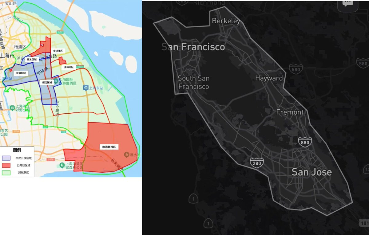 Another development for #AutonomousVehicle  progress, this time in #China. Two Chinese companies #Baidu and #Pony can operate in areas of about 300 sq.miles in #Shanghai. The article describes this area as "downtown" but I beg to differ - it is mostly in the outskirts of #Pudong,
