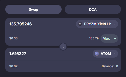 BTC_Bomber's tweet image. #PRYZM をエアドロでGetした人は、同通貨を売却できます😊

ただし流動性は悪いです。

複数アカウントでエアドロを貰っている人は、レートをみながら時間をかけて売却していきましょう。
URL：app.pryzm.zone/swap