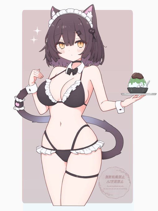 黒猫メイドさん(水着)🐈‍⬛👙
#オリジナル 