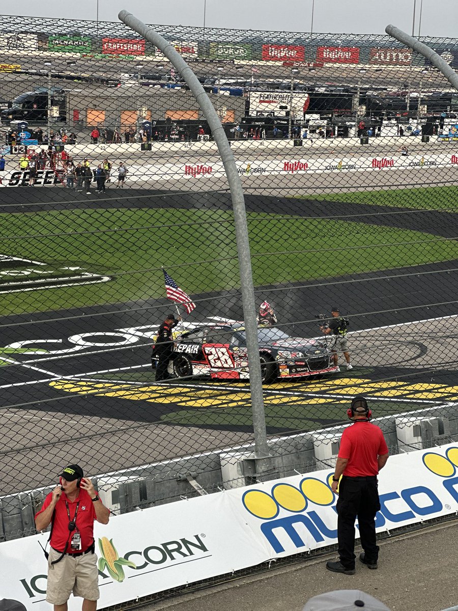 In front of a tremendous crowd at Iowa Speedway, the driver known as Brendan “Butterbean” Queen won the ARCA Menards Series’ Atlas 150 by holding off archrival Brent Crews.