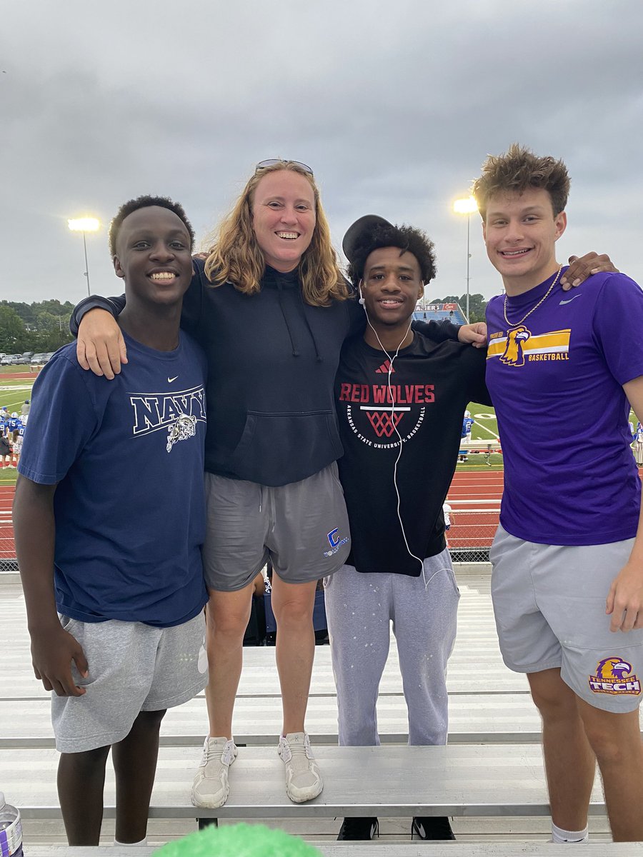 Basketball family at a football scrimmage in Cookeville
