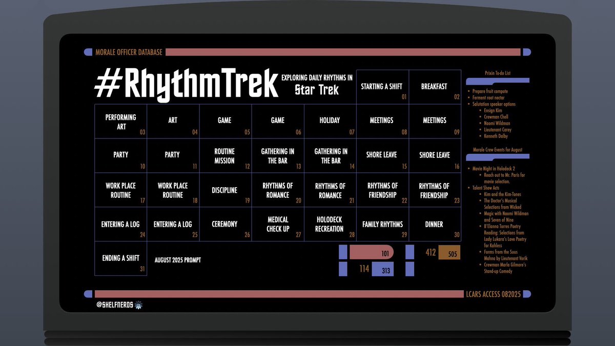 PeterTrek1π (@petertrek1) on Twitter photo #RhythmTrek Day 1: Starting a Shift
One of the first orders made by Captain Jellico was to change the number of duty watches on the Enterprise from a 3 shift rotation to 4 shift rotation.
<a href="/lisatsunami/">lisatsunami πΊπ¦π</a> #RhythmTrek Day 1: Starting a Shift
One of the first orders made by Captain Jellico was to change the number of duty watches on the Enterprise from a 3 shift rotation to 4 shift rotation.
<a href="/lisatsunami/">lisatsunami πΊπ¦π</a>