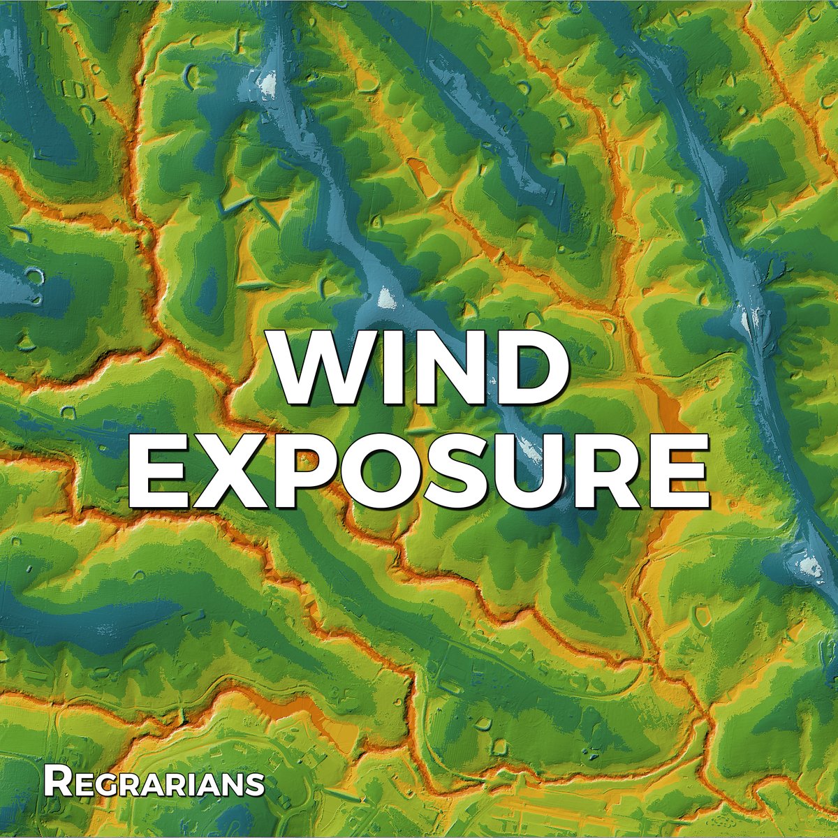 @REGRARIANS BASE MAP SERVICE
~ Wind Exposure Map

This map layer indicates the general degree of wind exposure for any point in the landscape. A legend is included to help with the assessment. We can also prepare a site specific wind exposure output based on the prevalent wind