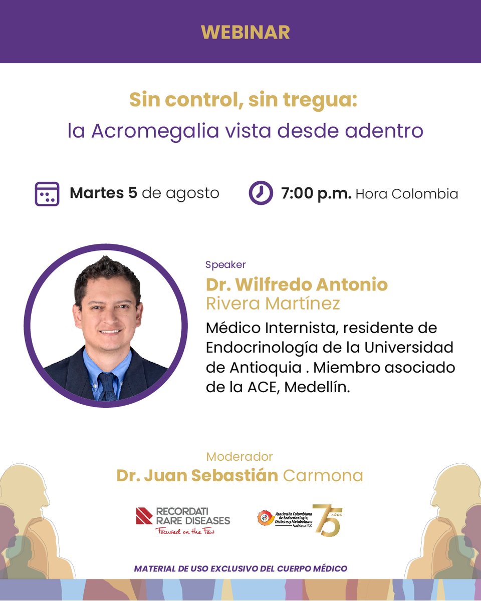 ¡Conéctate a este webinar imperdible! 🧠💬

Sin control, sin tregua: la Acromegalia vista desde adentr
📅 Martes 5 de agosto
🕖 7:00 p.m. (hora Colombia)

Clic aquí para inscribirte: endocrinocampusace.com

📌 Evento exclusivo para el cuerpo médico

#Acromegalia #Endocrinología