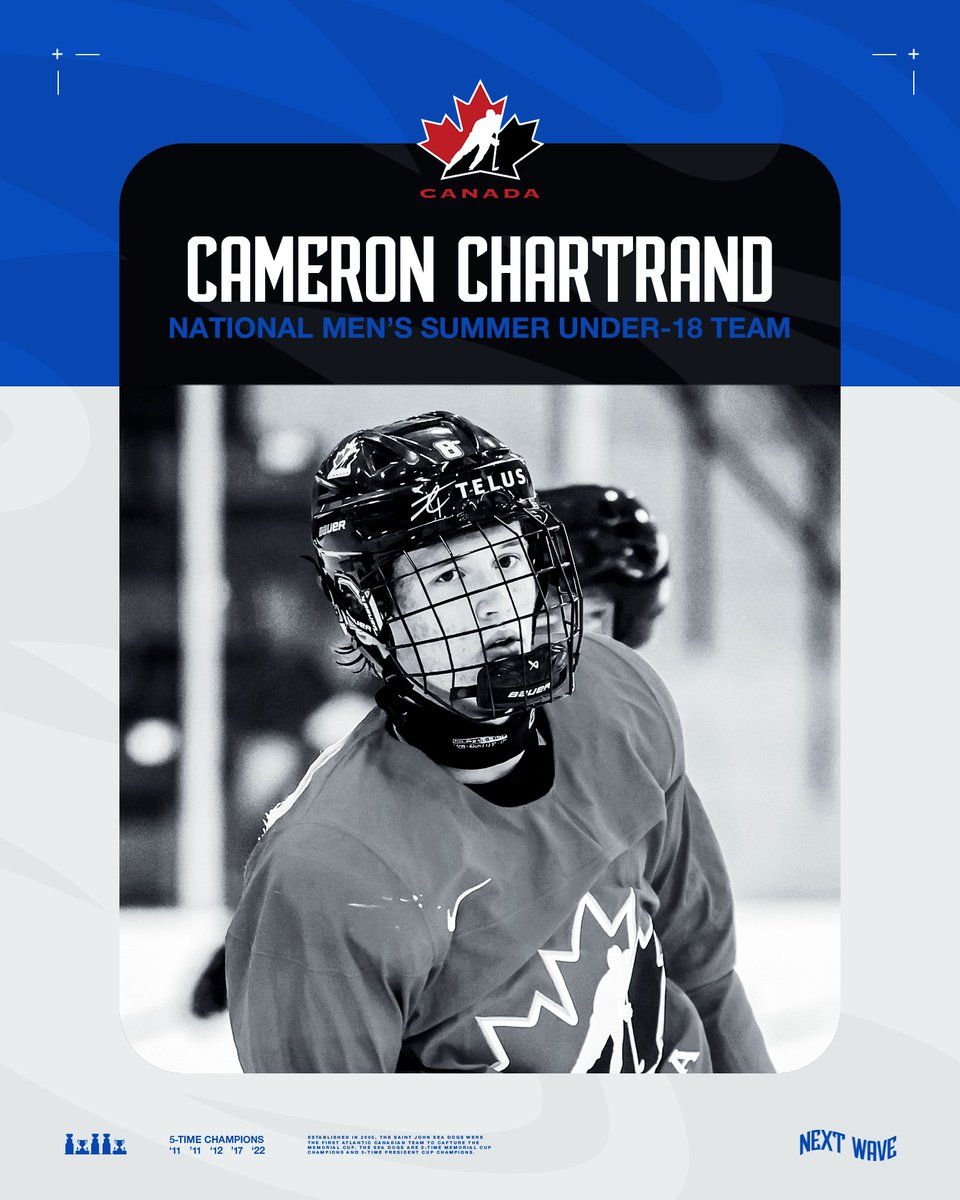 Saint John Sea Dogs (@sjseadogs) on Twitter photo #SJSeaDogs defenceman Cameron Chartrand has been named to Canada's National Men's Summer Under-18 Team for the 2025 #HlinkaGretzkyCup!
#GoDogsGo | <a href="/HockeyCanada/">Hockey Canada</a> #SJSeaDogs defenceman Cameron Chartrand has been named to Canada's National Men's Summer Under-18 Team for the 2025 #HlinkaGretzkyCup!
#GoDogsGo | <a href="/HockeyCanada/">Hockey Canada</a>