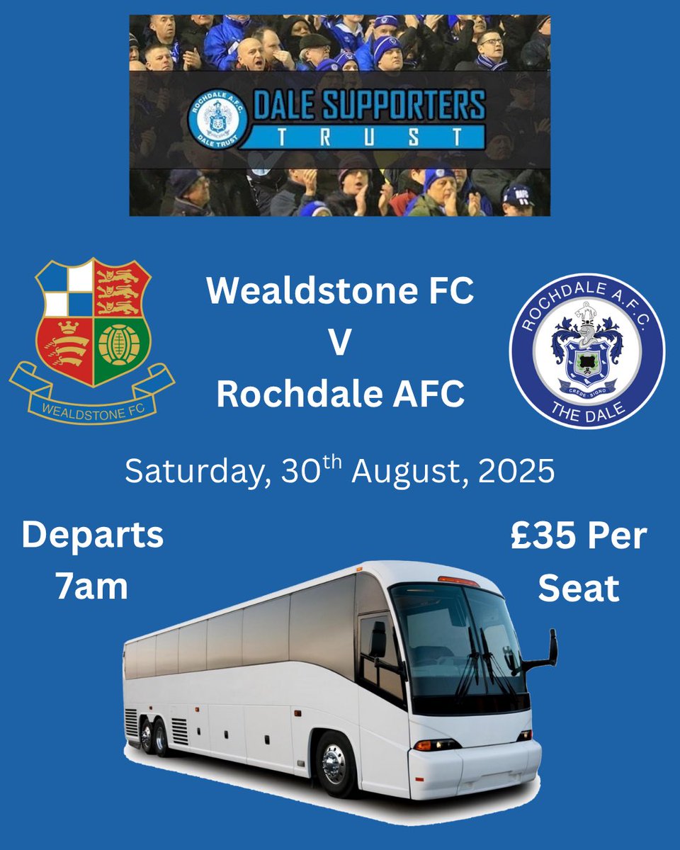 What a fantastic start to the new season!
Thank you!
We now only have very limited seats left on the Boreham Wood FC coach. 

Bookings are now OPEN for both Brackley Town FC and Wealdstone FC.

Early booking is highly recommended to avoid disappointment due to recent demand.