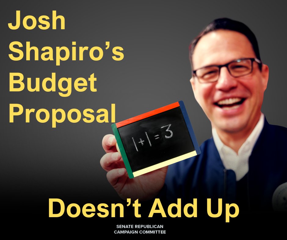 PA Senate Republican Campaign Committee (@pa_srcc) on Twitter photo Gov. <a href="/JoshShapiroPA/">Josh Shapiro</a> delivered a budget that didn't add up 175 days ago. It forgot to include $2B for an expansion in Medicaid.
It was based on non-existent revenue.
We gotta make the numbers match with what we got. Gov. <a href="/JoshShapiroPA/">Josh Shapiro</a> delivered a budget that didn't add up 175 days ago. It forgot to include $2B for an expansion in Medicaid.
It was based on non-existent revenue.
We gotta make the numbers match with what we got.