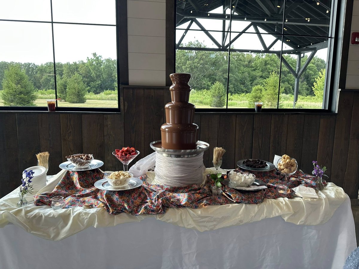 fwcfountain's tweet photo. Fort Wayne Chocolate Fountain serving up sweet treats for Hayley and Luke's special night as they celebrated with friends and family at Union 12 in Columbia City.  #celebratinglifesmilestoneswithchocolate https://t.co/lnspD6lhPU